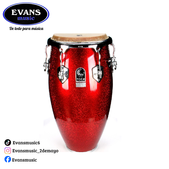 Toca Custom Deluxe Fiberglass Congas - Red Sparkle