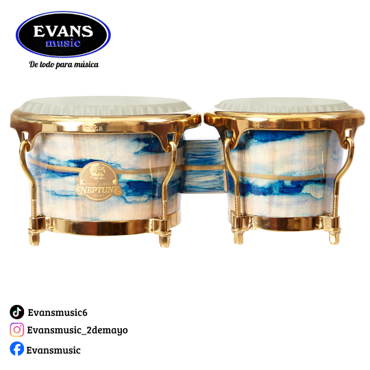 Toca Percussion Anthony Almonte Neptune Signature Bongos - Blue and Aqua